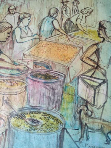 Beau pastel signé mazziotta - signé,