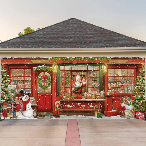 Christmas garage door - door, banners
