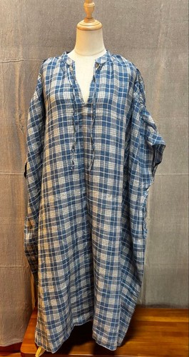 Robe longue lin carreaux - en, à
