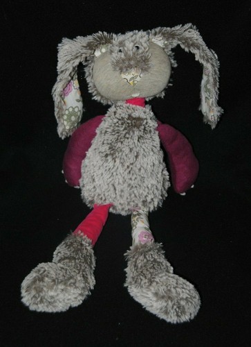 Peluche doudou lapin gris