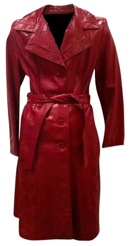 Manteau trench rouge cuir - rouge, en
