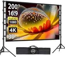 Écran de Projection 200 Pouces (455x300) avec Support, 4K, 160°, Leorfi