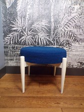 TABOURET SCANDINAVE VINTAGE BLEU FONCé-BOIS BLANC-DESIGN 70-DLG HUGO FRANDSEN