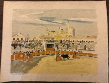 LITHOGRAPHIE YVES BRAYER.CORRIDA.EPREUVE D’ARTISTE.1973.