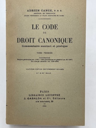 Code droit canonique - droit,