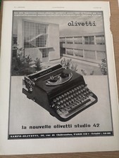 Publicité de Presse 1940 - Machine à écrire Olivetti studio 42 Paris - 3079