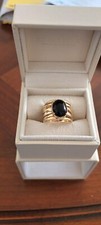 Bague Pierre Agate Noire  En Plaqué or 18 carats8 Carats 750/1000