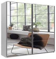 Armoire À Portes Coulissantes Angleterre Miroir 225x65x236cm Blanc (18813)