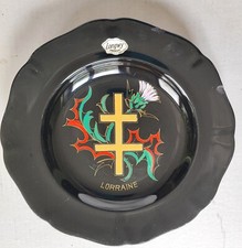 Assiette émaillée Longwy émaux Croix de Lorraine Chardon Stylisé