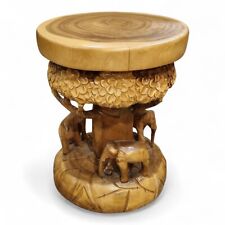 Bois Table D'Appoint Éléphant 43cm de Chevet Massif Tabouret Thaïlande Rond