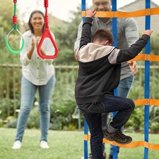 VEVOR Parcours d’Obstacles Ninja pour Enfants Slackline 2x15,24 m 12 Obstacles