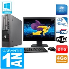 PC Fujitsu Esprimo E700 E90+ SFF Intel G840 4Go Disque 2 To Wifi W7 Ecran 22"