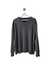 Pull Tommy Hilfiger gris col V homme XL 100% coton