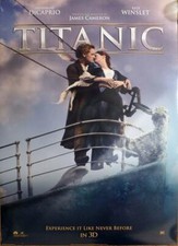 TITANIC 3D - DiCAPRIO / CAMERON - RARE ORIGINAL STYLE C US 1 SHEET MOVIE POSTER