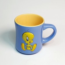 Ancienne Tasse Mug Titi Tweety Bleu Jaune Relief 3D WARNER BROS Vintage Disney