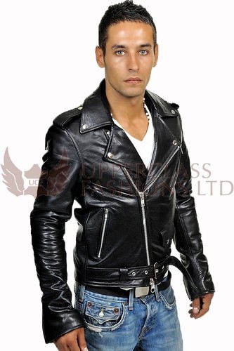 Veste moto cuir vachette - en,