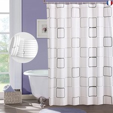 Jecarden Rideau de douche 200 x 180 cm pour salle de bain avec 12 crochets (#1)
