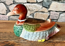 Superbe boite bonbonnière en faïence forme de canard objet de déco vintage