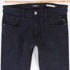 Hommes Replay M914 ANBASS Ajusté Tapered Élasthanne Gris Jeans W34 L32