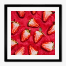 Tulup Photo 50x50cm Décor MDF Le salon Cadre Fraises tranchées