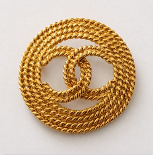 Chanel broche dorée double - dorée, cc