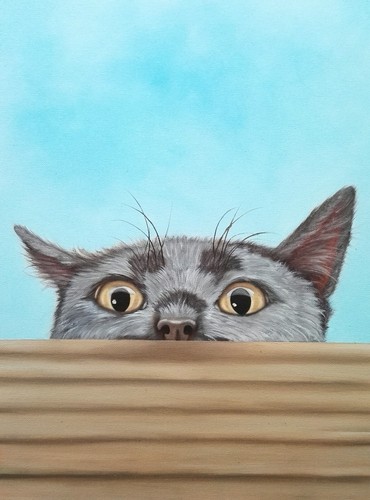 Peinture chat huile sur - chat,,