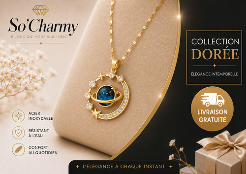 Collier pendentif planète - collier,