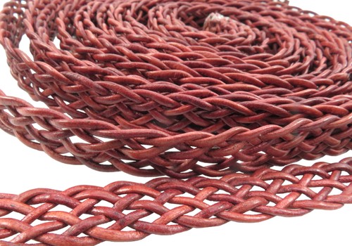 Corde cuir tressée plate - corde,