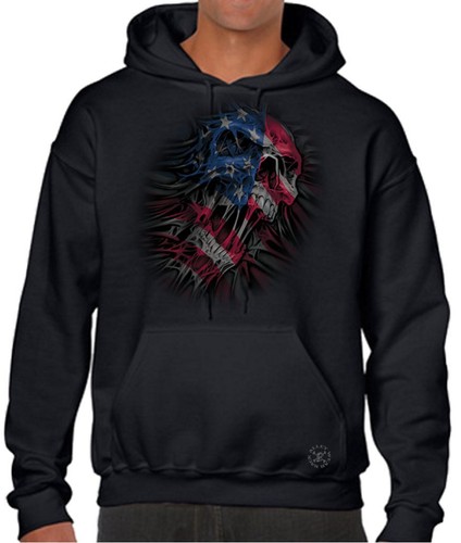 Flag skull hooded sweat - us,
