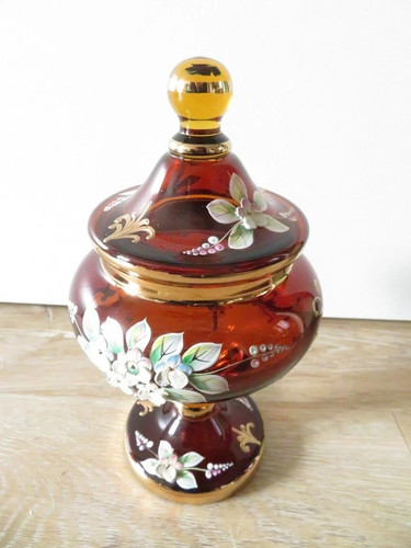Bonbonnière verre tchèque - bonbonnière,