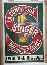 VINTAGE ADVERTISING POSTER CIRCA 1950 SINGER Lyon FRANCE Affiche 117x79cm