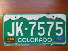 Plaque d'immatriculation vintage du Colorado de 1983