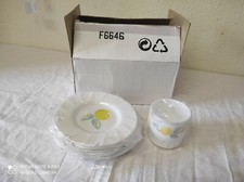 Lot de 6 Tasses et 6 sous tasses en mélaminé, plastiques " déco fruits, pommes "