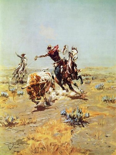 Charles russell cowboy roping - charles,