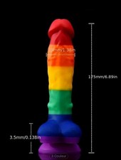 Gode Arc En Ciel 17,5cm à Ventouse Silicone Anal Vaginal Veine Gland Sextoy Sexe