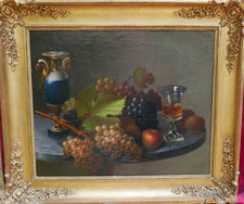Tableau Nature Morte aux Raisins Epoque Charles X Huile/Toile du XIXème siècle