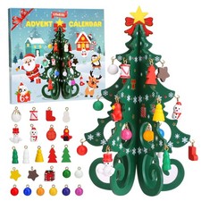 Calendrier de l'Avent 2025 Mini Sapin de Noël en Bois Arbre de Noël Jouet DIY...