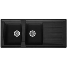 STRADOUR Evier cuisine a encastrer 2 bacs + 1 égouttoir Arena - Résine - 116 ...