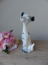 Figurine grand chien dalmatien romantique en céramique années 1970