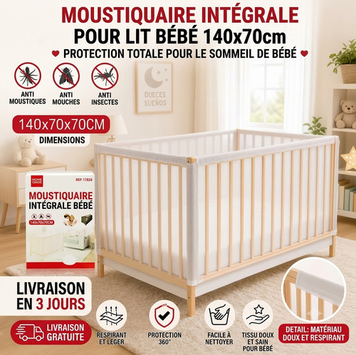 Moustiquaire lit bebe 140x70cm - bebe,