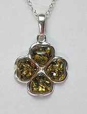 Pendentif Trèfle En Ambre 925