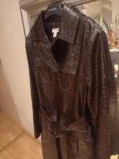 Manteau Trench en cuir femme Vintage 70  Woman leather trench coat T.44 XL