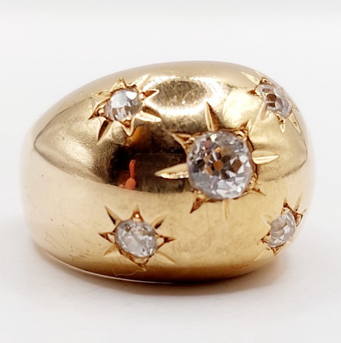 Bague bombé dôme rose - or,