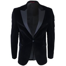Hommes Velours Noir Smoking