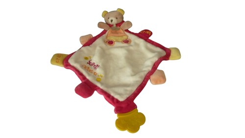Doudou ours plat rouge - , écru