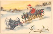 CPA FANTAISIE / PETITE FILLE AVEC UN ATTELAGE AVEC DES CHIENS