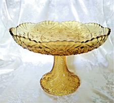 Centre de table Portieux Ancienne grande coupe sur pied couleur miel George Sand