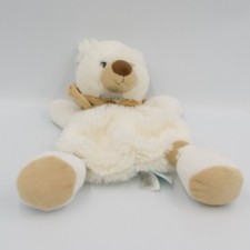 Doudou plat ours blanc beige