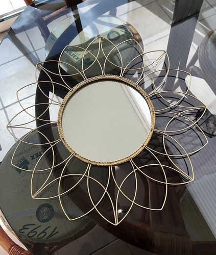 Miroir métal doré vintage - miroir,