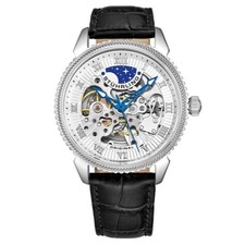 Stuhrling 3983 1 Automatique Squelette Montre Bracelet en Cuir Noir